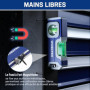 WORKPRO Niveau à Bulle Magnétique de Poche 115 mm - Semelle Aluminium - 2 en 1 Mesure Horizontale et Verticale - Rainure en V po