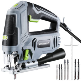 WORKPRO Scie Sauteuse Electrique Filaire 850W avec 6 Vitesses Variables, Changement de Lame sans Outil, Coupe en Biseau à±45°, L