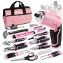 WORKPRO Boîte à Outils Pink Rose 53 Pièces avec Tournevis sans Fil 3,7 V, Caisse à Outils Complete avec Sac Durable, Trousse à O
