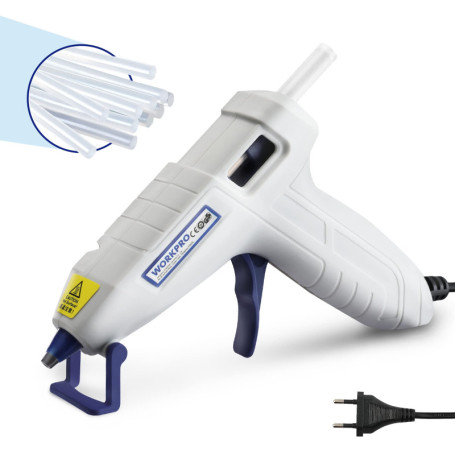 WORKPRO Mini Pistolet à Colle Chaude 10W avec 20 Bâtons de Colle 7x100 mm, Pistolet à Colle Electrique pour Petits Travaux Manue