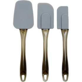Amazon Basics Lot de 3 spatules en silicone, Rectangulaire, Gris/Or, 6.5 x 2.01 x 26.01 cm