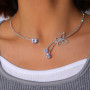 Colliers papillon en cristal Carufin argent fiore choker collana bijoux réglables pour femmes et filles