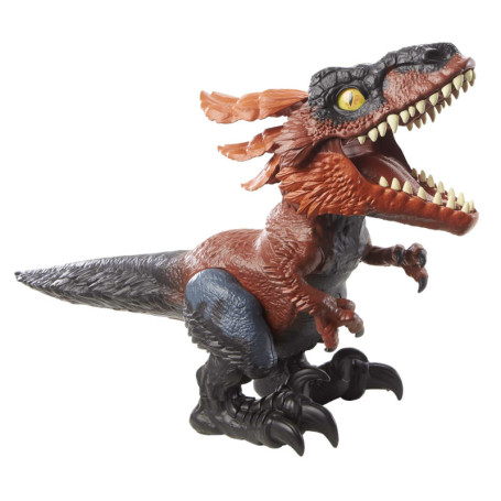 Mattel Jurassic World Figurine Dino de Feu, jouet électronique interactif, réactions au toucher grâce à plusieurs capteurs senso