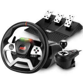 Spirit Of Gamer - RACE Wheel FORCE, Volant PS4 avec Levier de Vitesse et Pédalier, Pour PC, PS4, PS3, XBOX ONE, Volant avec Pale