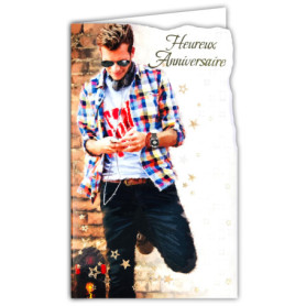 Afie 15-6508 Carte Porte-Billet avec Enveloppe Heureux Anniversaire pour Jeune Homme Contemporain à la Mode Lunettes de Soleil M