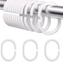 PARENCE.- Lot de 30 Anneaux de Rideau de Douche - Crochet de Rideau en Forme de C - Plastique de Qualité, Blanc - 30 Pièces