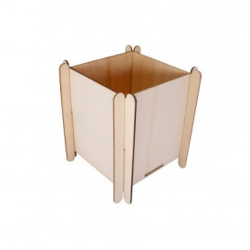 LOOLIPO - CACHE-POTS À CONSTRUIRE EN BOIS - 1 cache-pot - 10 x 10 x 12 cm - Supports à personnaliser - Supports en bois - Loisir