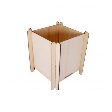 LOOLIPO - CACHE-POTS À CONSTRUIRE EN BOIS - 1 cache-pot - 10 x 10 x 12 cm - Supports à personnaliser - Supports en bois - Loisir