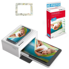 AGFA Photo Pack Imprimante Realipix Moments + Cartouches et papiers 40 Photos + Joli Cadre magnétique - Impression Bluetooth Pho