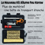 Allume Feu de Survie + Soufflet INOX + Bois Résine + Corde Inflammable x3 + Boite Coffret Etanche Pierre à Feu Kit de Survie Fir