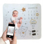 Couverture étape bebe en Français + carte étape en bois personnalisé - tapis mois pour photos - coffret cadeau naissance inclus 