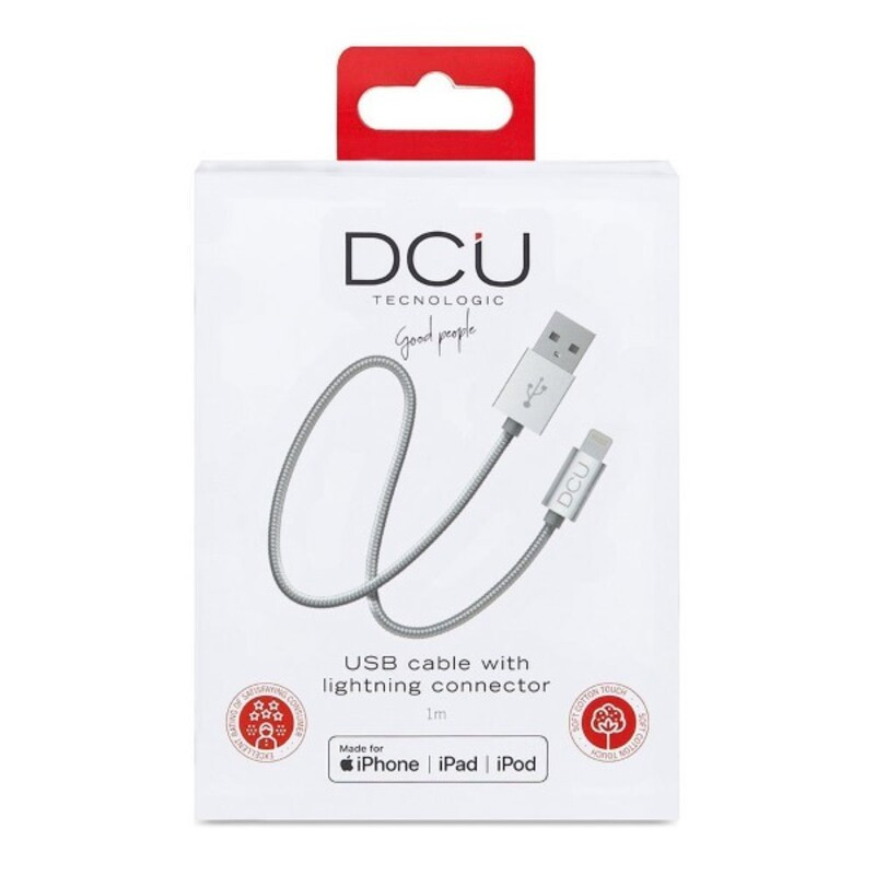 Câble de chargement USB Lightning iPhone DCU Argenté 1 m