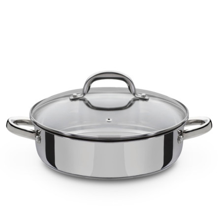 GSW 990066 Sauteuse Montréal avec Couvercle en Verre, Acier Inoxydable - 38 x 25,5 x 12 cm