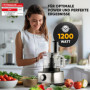 ProfiCook PC-KM 1063 Robot de cuisine compact avec boîtier en acier inoxydable, couper, pétrir, mixer, presse-agrumes, 1.2L, ouv