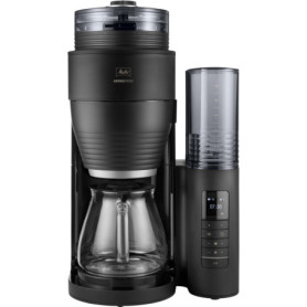 Melitta Cafetière à Filtre AromaFresh Glass Pro X Noire, avec Moulin à grains Intégré & Verseuse Isotherme, Double Fonction Minu