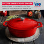 ELO 3073326 cocotte en fonte émaillée antiadhésive avec couvercle, rouge cerise, passe au four, marmite tous feux, faitout induc