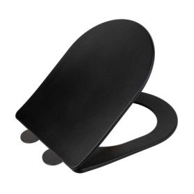 WENKO Abattant WC Galati noir mat | Abattant WC design avec descente amortie Soft-Close en Duroplast | Ultraflat et hygiénique |