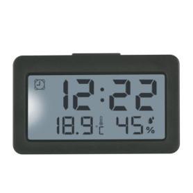 TFA Dostmann 60.2045.10 Mini réveil numérique avec Fonction Alarme, thermomètre et hygromètre, idéal comme Horloge de Voyage, Ho