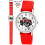 Pacific Time Montre-bracelet pour enfant garçon tracteur rouge tracteur montre enfant voiture voiture bracelet textile aiguilles