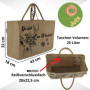 Domelo Paniers de courses. Sacs de shopping en jute. Grand sac panier, sac de plage imperméable. Sac en jute comme sac de bain, 
