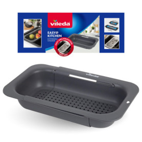 Vileda Passoire pour évier extensible (34 à 48 cm), pratique, réglable pour les éviers de différentes tailles, en polypropylène 