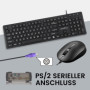 Perixx PERIDUO-117P Ensemble Clavier et Souris PS2 Filaire Standard - Disposition Allemande QWERTZ - Ensemble de Souris Optique 