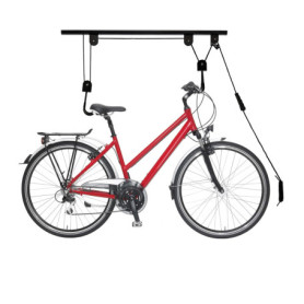 relaxdays Ascenseur à vélo, Jusqu’à 20 kg, pour Plafond avec câble, Garage et Cave, Porte Bicyclette de Plafond, Noir