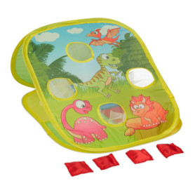 Relaxdays Jeu de Lancer, pour Jeunes Enfants, Motifs de Dinosaures, 4 Sacs à Lancer, intérieur et extérieur. Multicolore