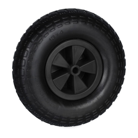 Relaxdays Roue de brouette, 4.00-6, Caoutchouc, Jante en Plastique, increvable, Charge maximale : 100 kg, Noire