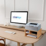 Relaxdays Support imprimante pour Bureau, 3 Compartiments, Rangement, HxLxP: 22 x 40 x 30 cm, Organiseur Bambou, Nature