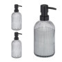 Relaxdays Distributeur de Savon, Lot de 3, Porte-Savon Liquide, Rechargeable, 400 ML, Verre et Plastique, Noir