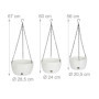 Relaxdays Pot de Fleurs Suspendu, Lot de 3, Diff. Tailles, arrosage Automatique, Porte-Plantes, Trou de Drainage, Blanc