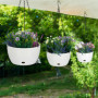 Relaxdays Pot de Fleurs Suspendu, Lot de 3, Diff. Tailles, arrosage Automatique, Porte-Plantes, Trou de Drainage, Blanc