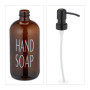 Relaxdays Distributeur de Savon, Lot de 2, Porte-Savon Liquide, Rechargeable, tête de Pompe, Inscription, 500 ML, Marron