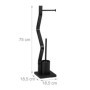 Relaxdays Serviteur WC, Non Fixe, Support pour Papier Toilette, Brosse et Porte-Brosse, H x L x P: 75x18,5x18,5 cm, Noir