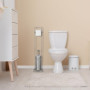 Relaxdays Serviteur WC, HxLxP: 78,5x17x17 cm, Porte-Papier Toilette, Brosse WC & Support, Acier Inoxydable, argenté