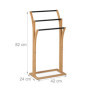 Relaxdays Porte-Serviettes, Bambou, 3 Barres, H x L x P: 82 x 42 x 24 cm, Support Serviettes Salle de Bain, Nature/Noir