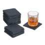 Relaxdays Dessous de Verre, Lot de 16, sous-Verres carrés, 10x10 cm, pour Boissons, raclette, en Ardoise, Anthracite