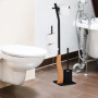 Relaxdays Serviteur WC en Acier et MDF, Non Fixe, Brosse, H x L x P : 87 x 26 x 20 cm, Noir et Nature