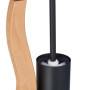 Relaxdays Serviteur WC en Acier et MDF, Non Fixe, Brosse, H x L x P : 87 x 26 x 20 cm, Noir et Nature