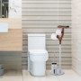 Relaxdays Serviteur WC Non Fixe, Brosse, Porte-Brosse, étagère, H x L x P : 84 x 25 x 30 cm, argenté et Marron