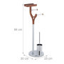 Relaxdays Serviteur WC Non Fixe, Brosse, Porte-Brosse, étagère, H x L x P : 84 x 25 x 30 cm, argenté et Marron