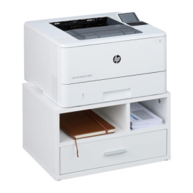 Relaxdays Support d'imprimante, avec 1 tiroir et 2 Compartiments, HLP : 22 x 40 x 30 cm, pour Le Bureau, Blanc