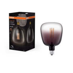 OSRAM Vintage 1906 smoke tinted LED lamp, 4.5W, 150lm, globe shape with 140mm diameter & E27 base, warm white light, straight fi