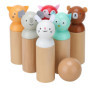 Navaris Bowling Enfant - Jeu de quilles Enfant en Bois Design Animaux avec 6X quille 1x Boule et Sac de Rangement - Jouets intér