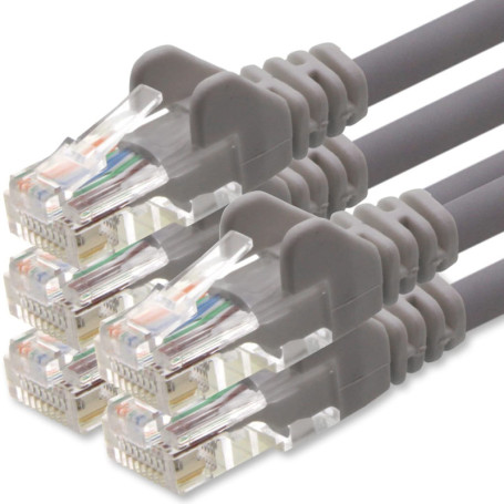 1aTTack.de Câble Réseau Cat6 Cat 6-5x 0,5m - RJ45 Ethernet LAN DSL Routeur Modem - Gris