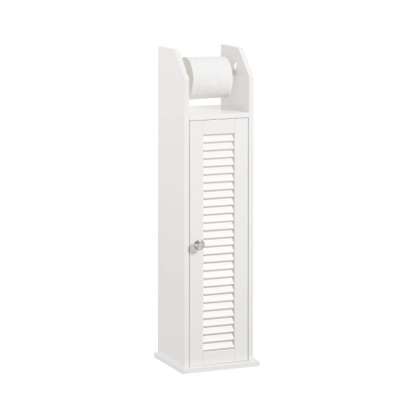 SoBuy Support Papier Toilette Armoire Porte-Papier Toilette Porte Brosse WC Meuble de Salle de Bain sur Pied en Bois, Blanc, 20x