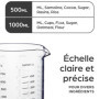 Praknu Verre Doseur en Verre - 1L & 0,5L - Resistant a la Chaleur & au Micro-ondes - Graduation Precise - Ideal pour la Patisser