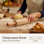 Praknu Rouleau a Patisserie - En Bois de Hêtre Certifié FSC® - Avec Graduation - Poignée Ergonomique - Antiadhésif