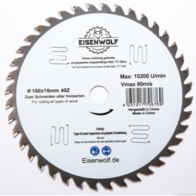 Lame de scie circulaire de qualité supérieure - 160 x 16 mm - Pour bois - Avec 40 dents TCT inclinées et découpes laser pour réd